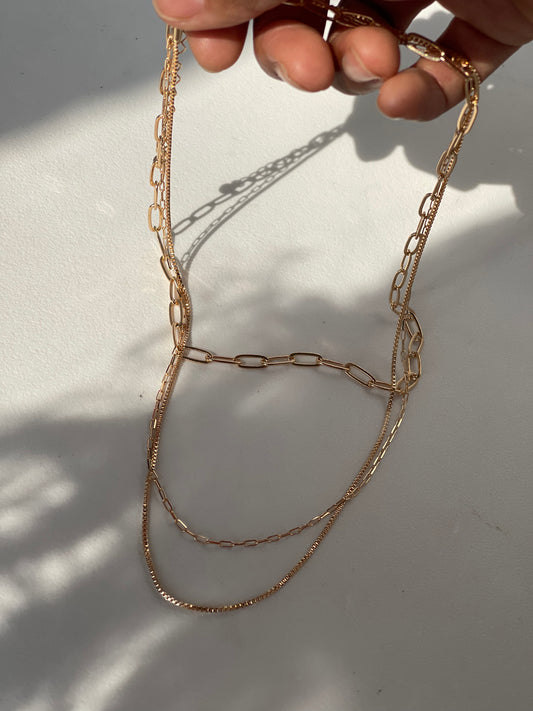 Savanna Tri Link Chain Layered Necklace In Gold