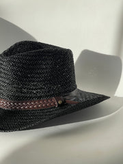 Casey Braided Woven Cowboy Hat In Black