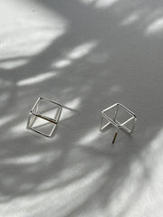 Alton Mini Cube Stud Earring In Silver