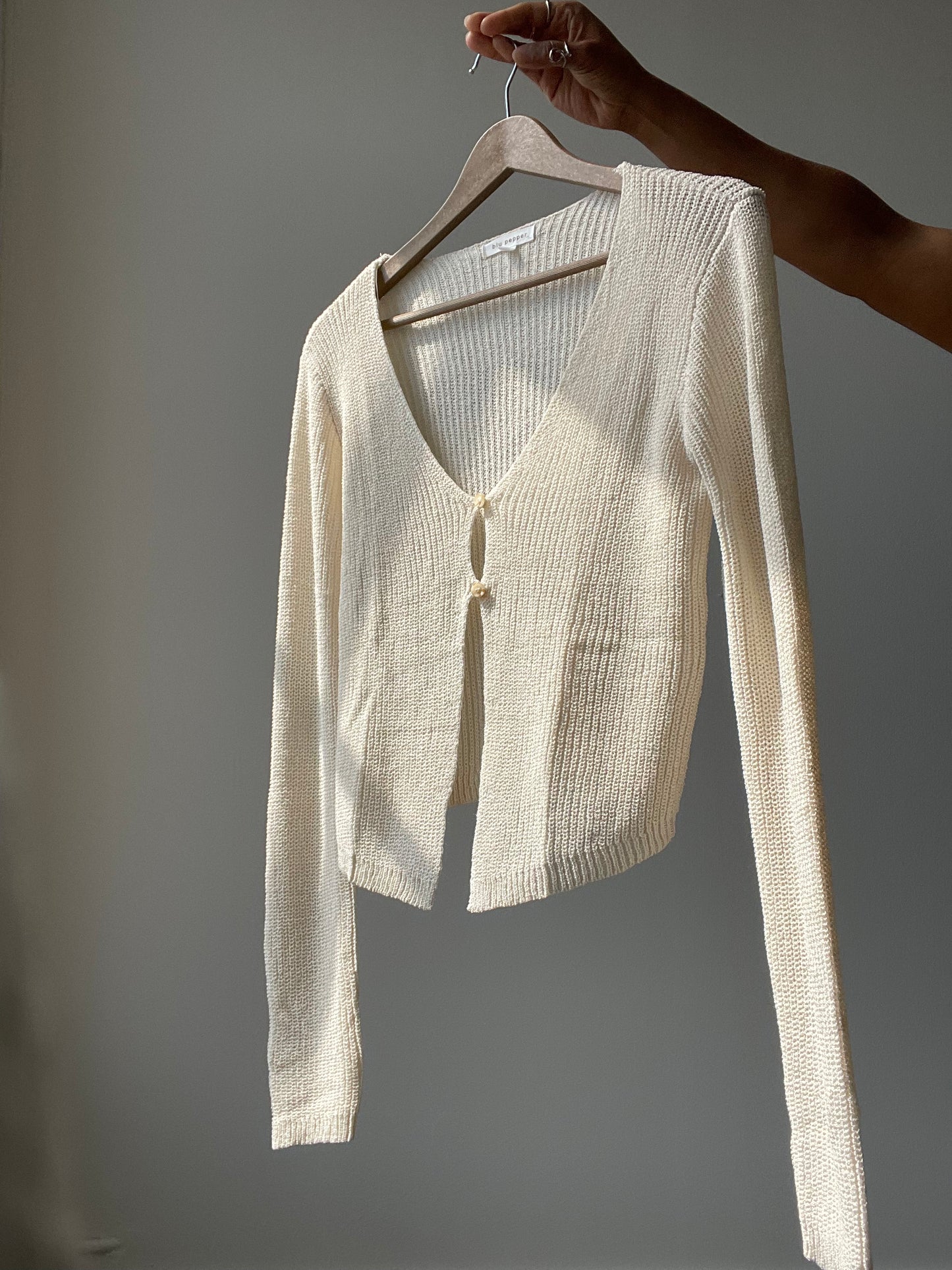 Tulsa Double Closure Open Front Crochet Cardigan In Natural