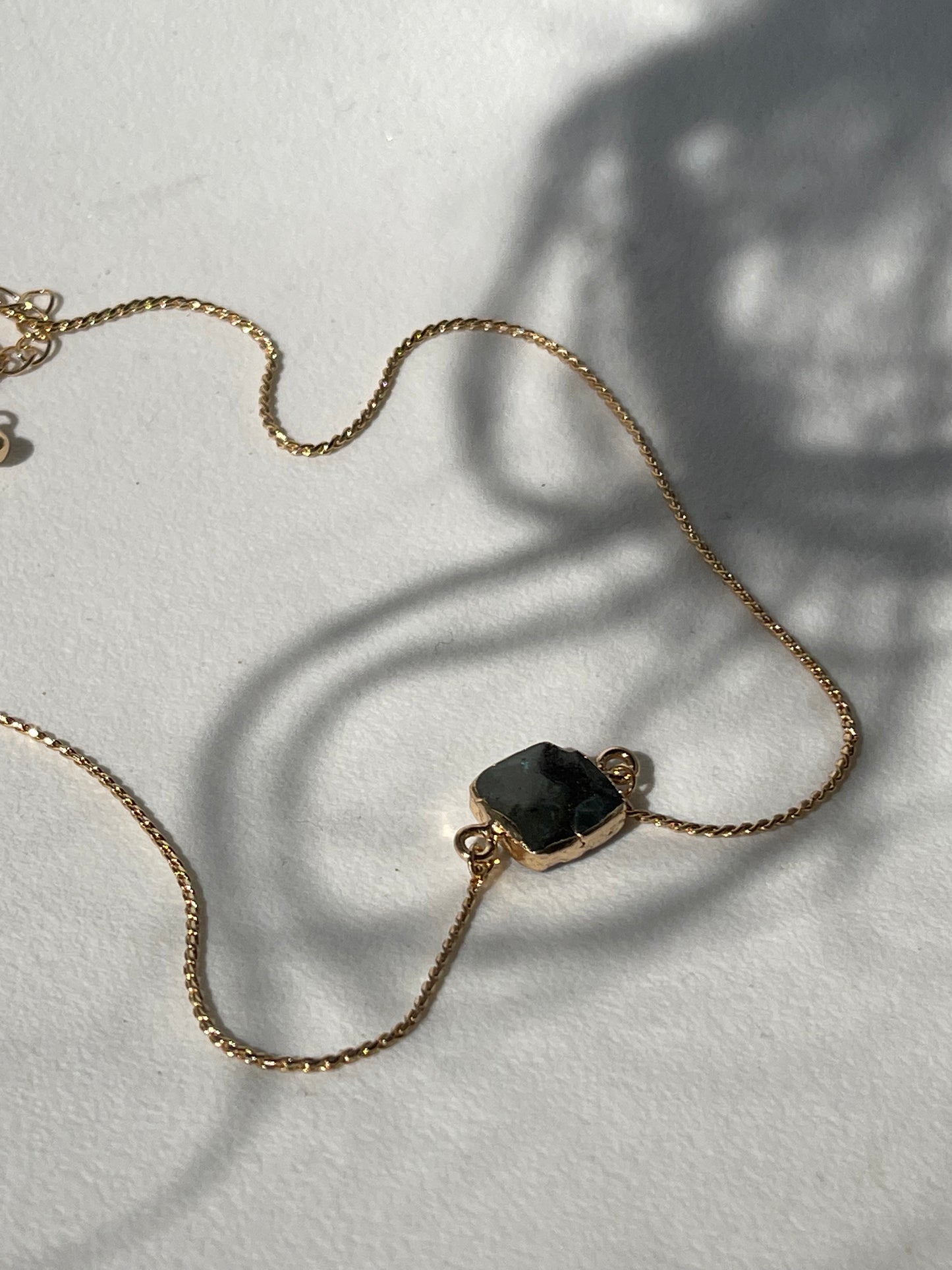 Lucille Semi Precious Gold Rim Stone Necklace In Smoke
