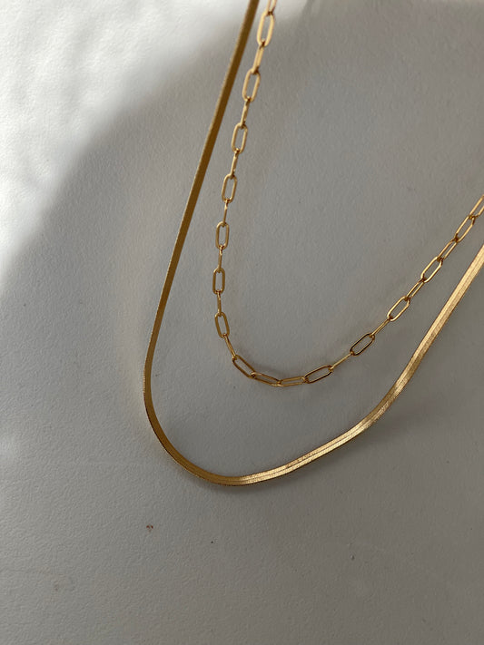 Paula Snake & Link Chain Layered Necklace In Gold