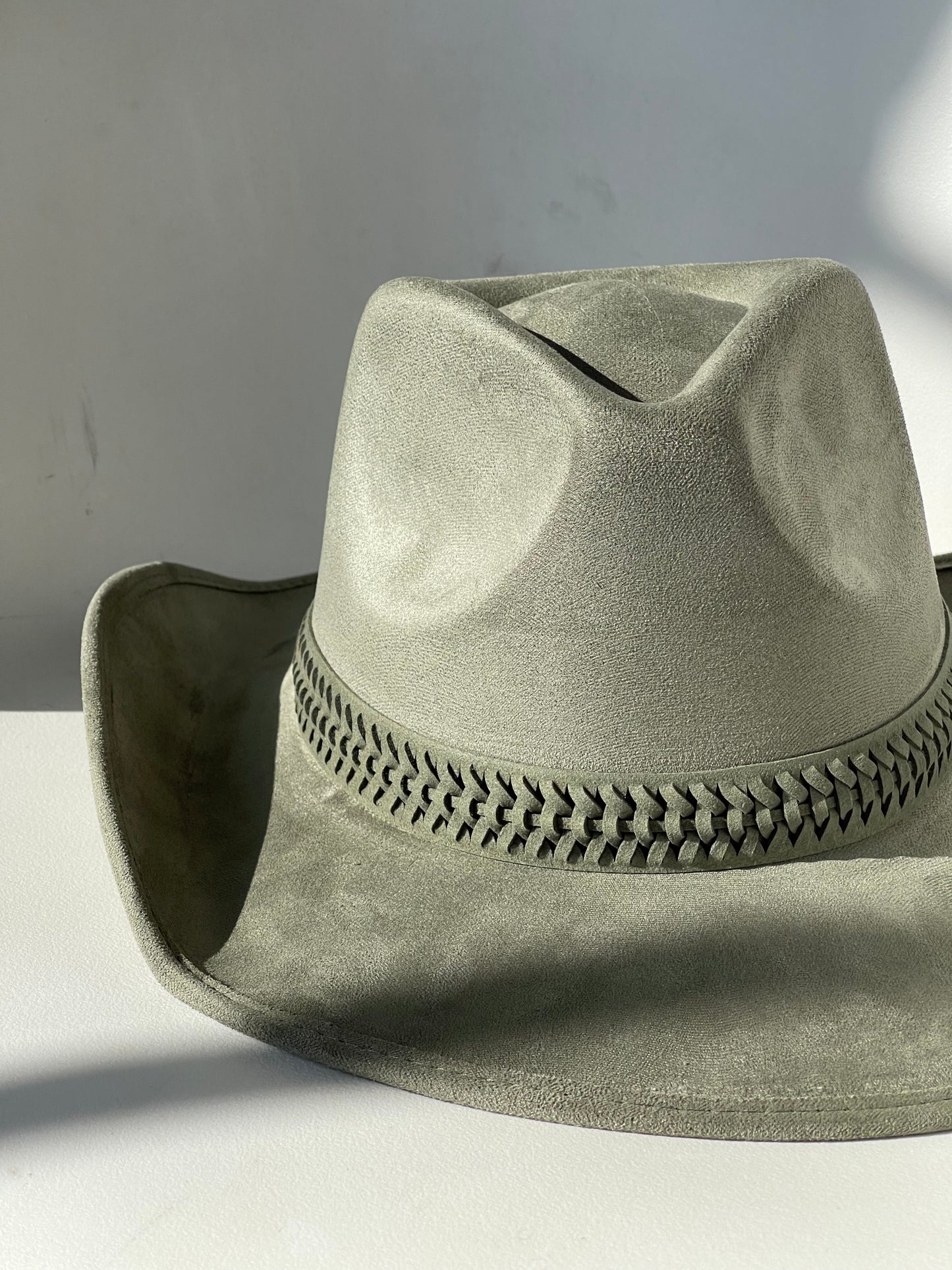 Carla Woven Belt Cowboy Hat In Avocado