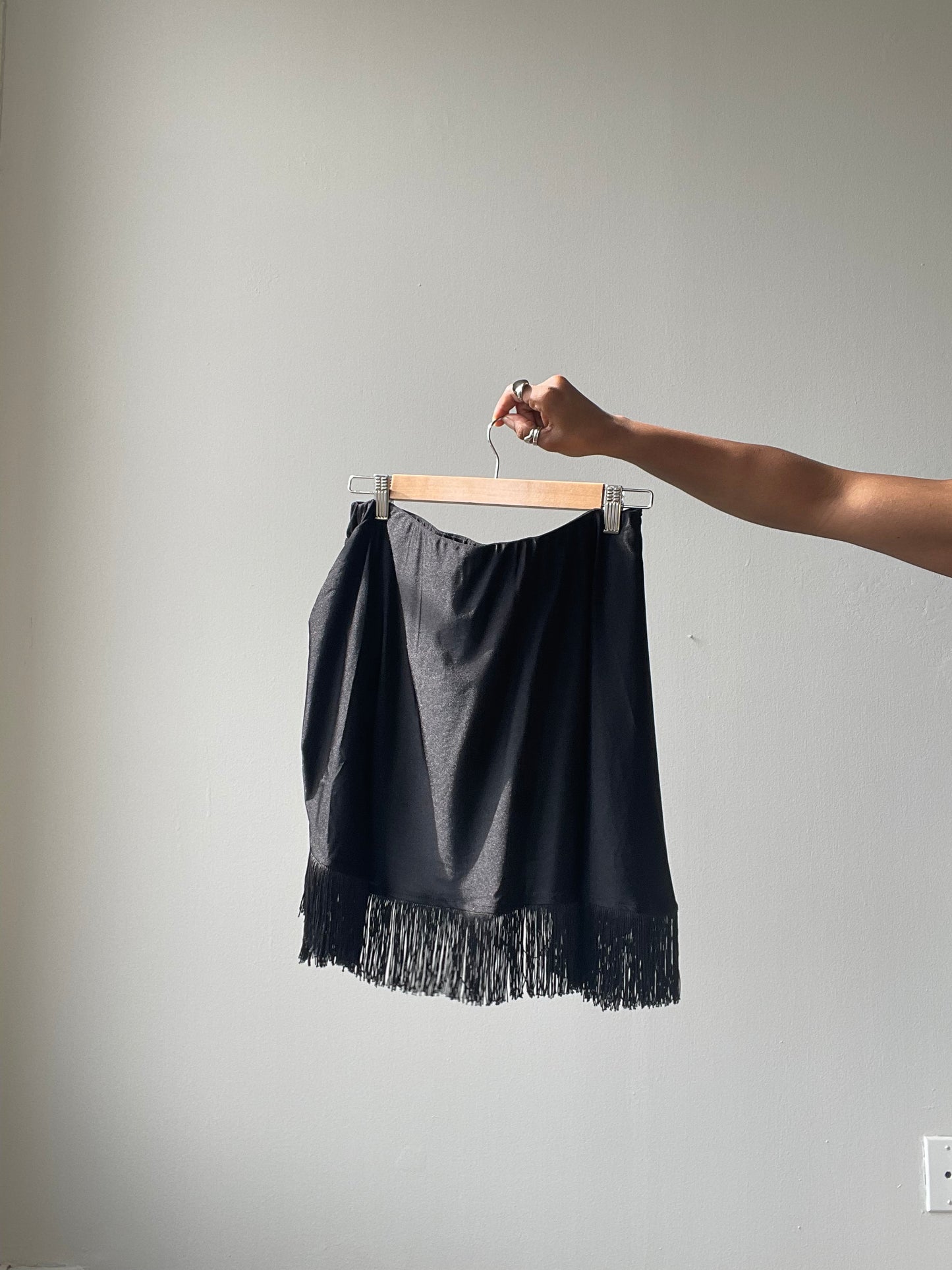 Waco Fringe Wrap Skirt w/Shorts In Black