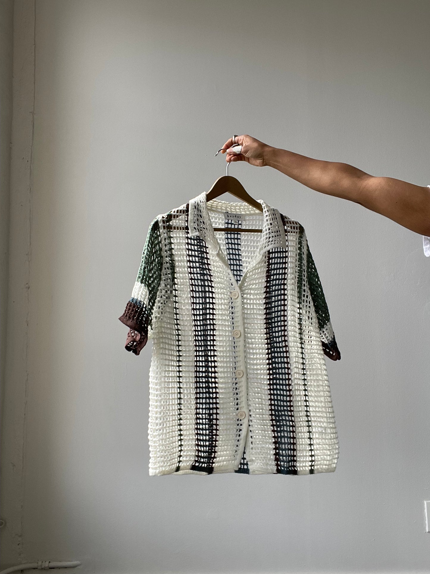 Button Down Designs Walton Crochet Striped Button Down – K. A. Classics