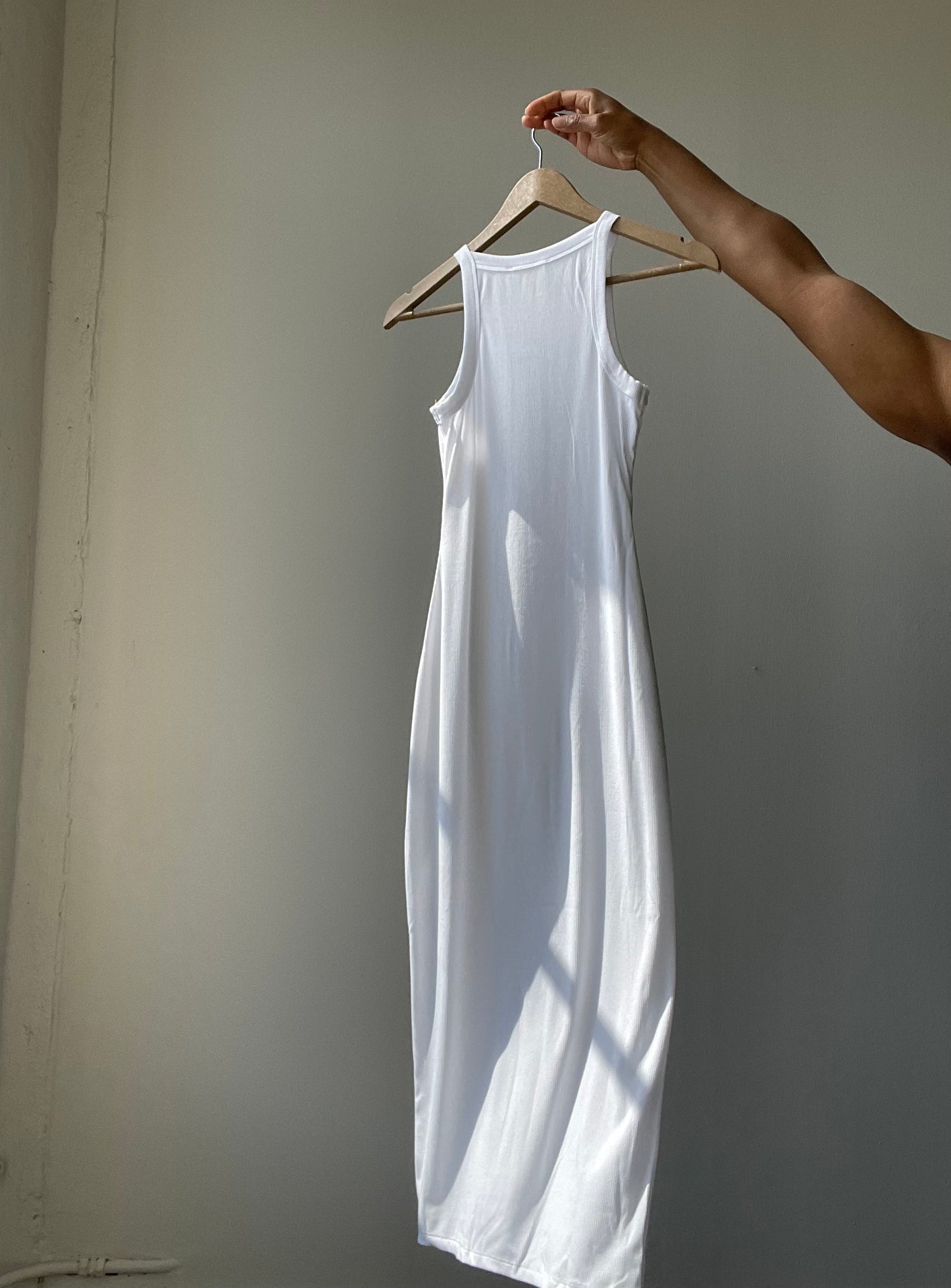 Sidney Midi Ribbed T Shirt Dress In White
