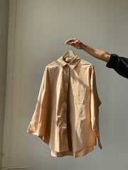 Chase Cotton Oversized Button Down In Taupe