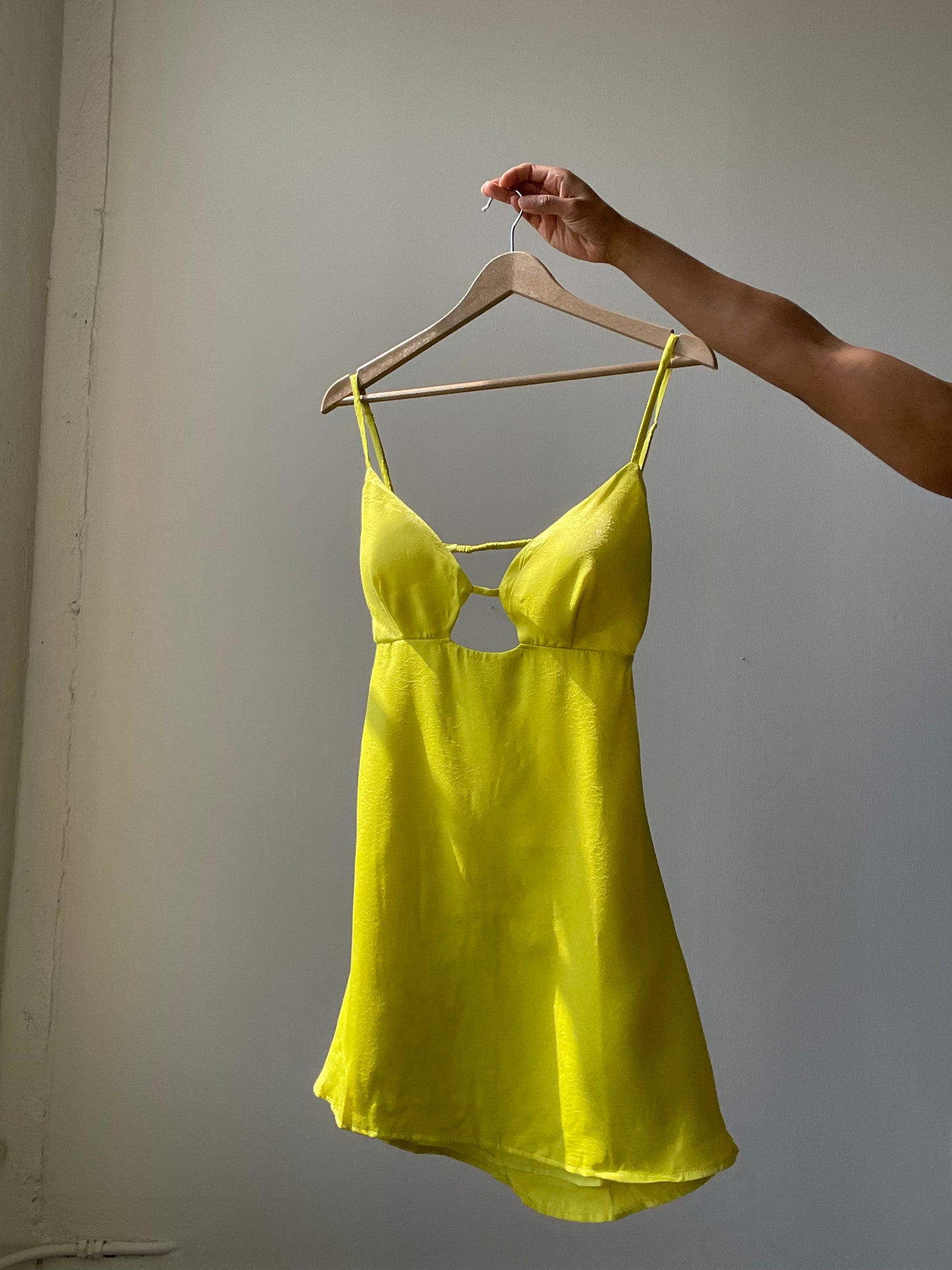Pearland Peekaboo Open Back Mini Dress In Lighting Lemon