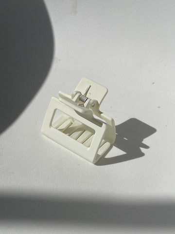 Merideth Mid Size Square Matte Claw Clip In White