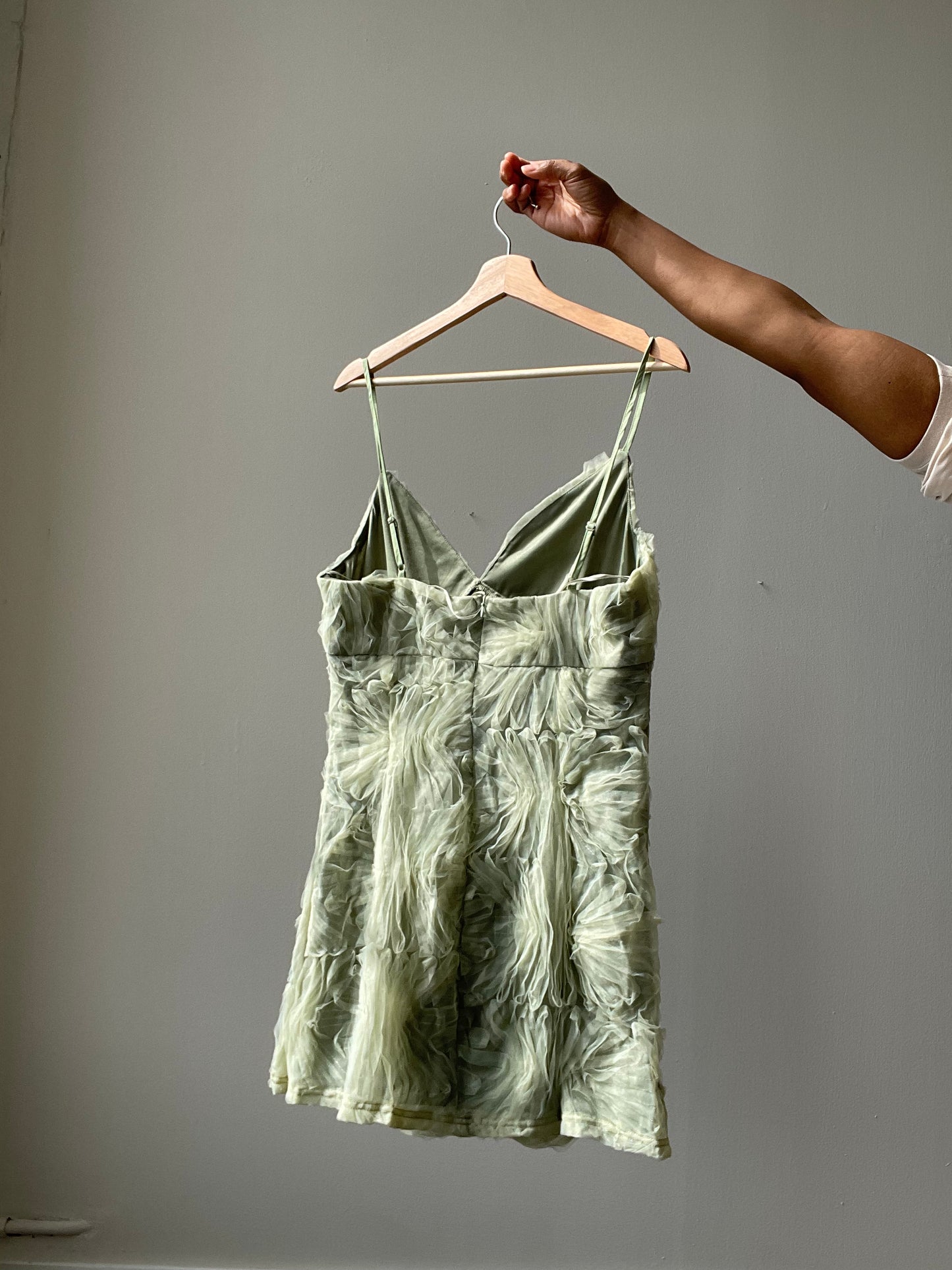 Suzette Ruffled Mini Dress In Sage