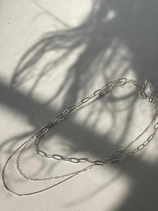 Savanna Link Chain Layered Necklace In Silver