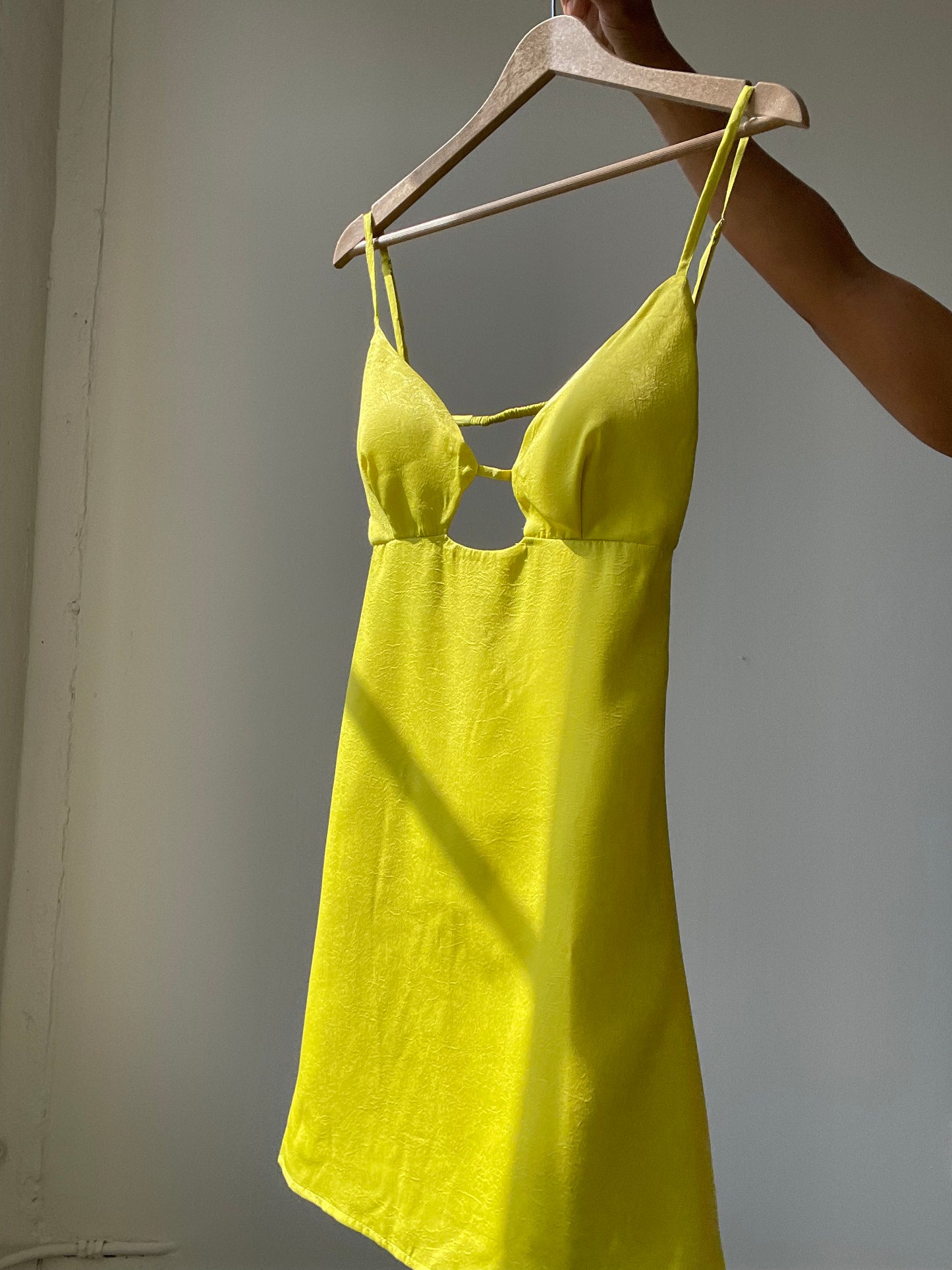 Pearland Peekaboo Open Back Mini Dress In Lighting Lemon