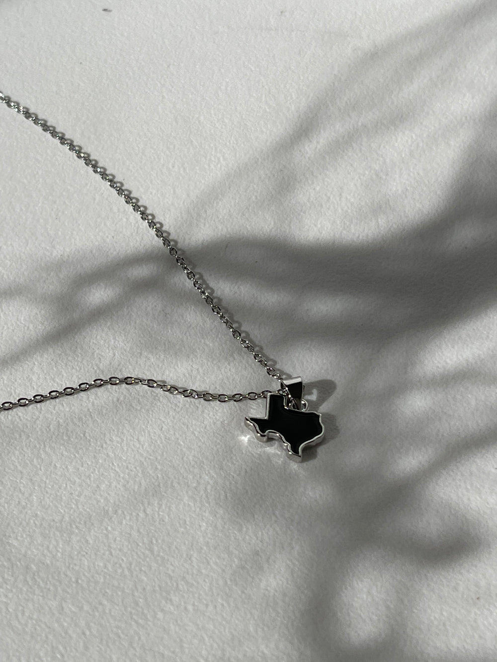 Deep Ellum Texas Mini State Necklace In Black Sliver