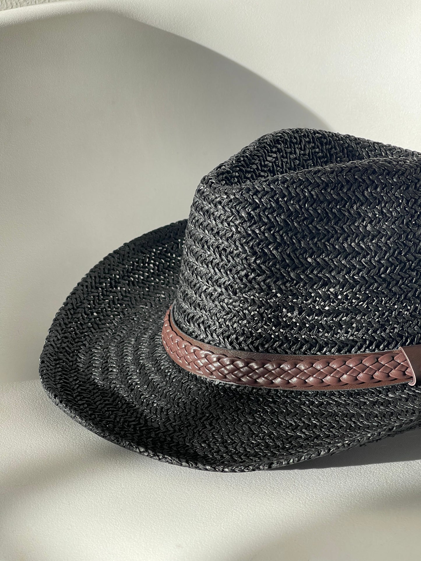 Casey Braided Woven Cowboy Hat In Black
