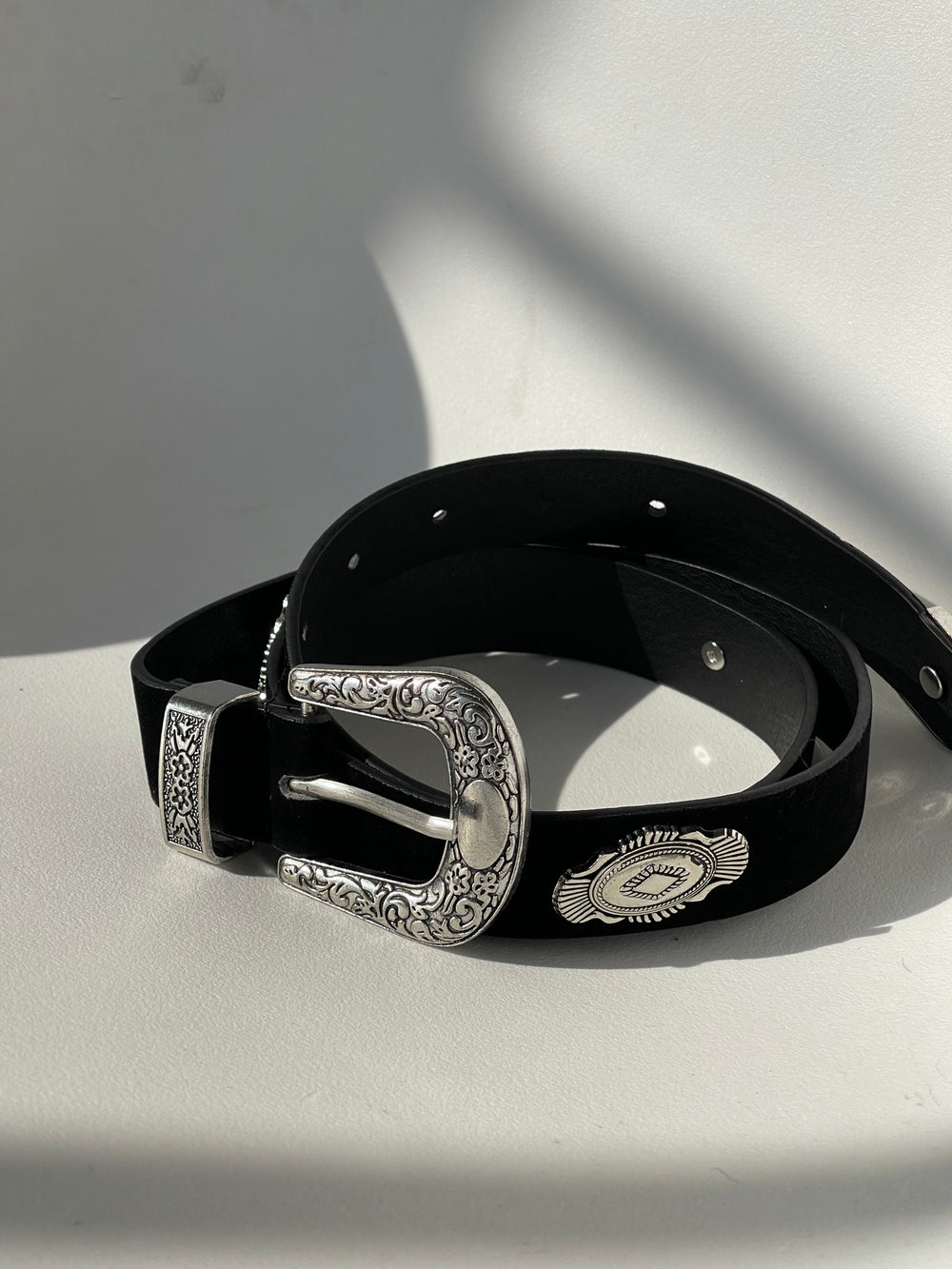 Cole Classic Cowboy Stud Belt In Black Silver