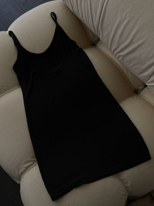 Nola Adjustable Strap Bodycon Dress Slip In Black