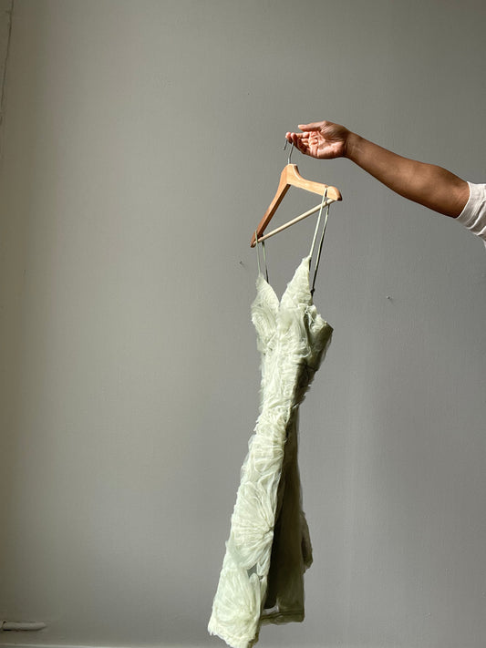 Suzette Ruffled Mini Dress In Sage