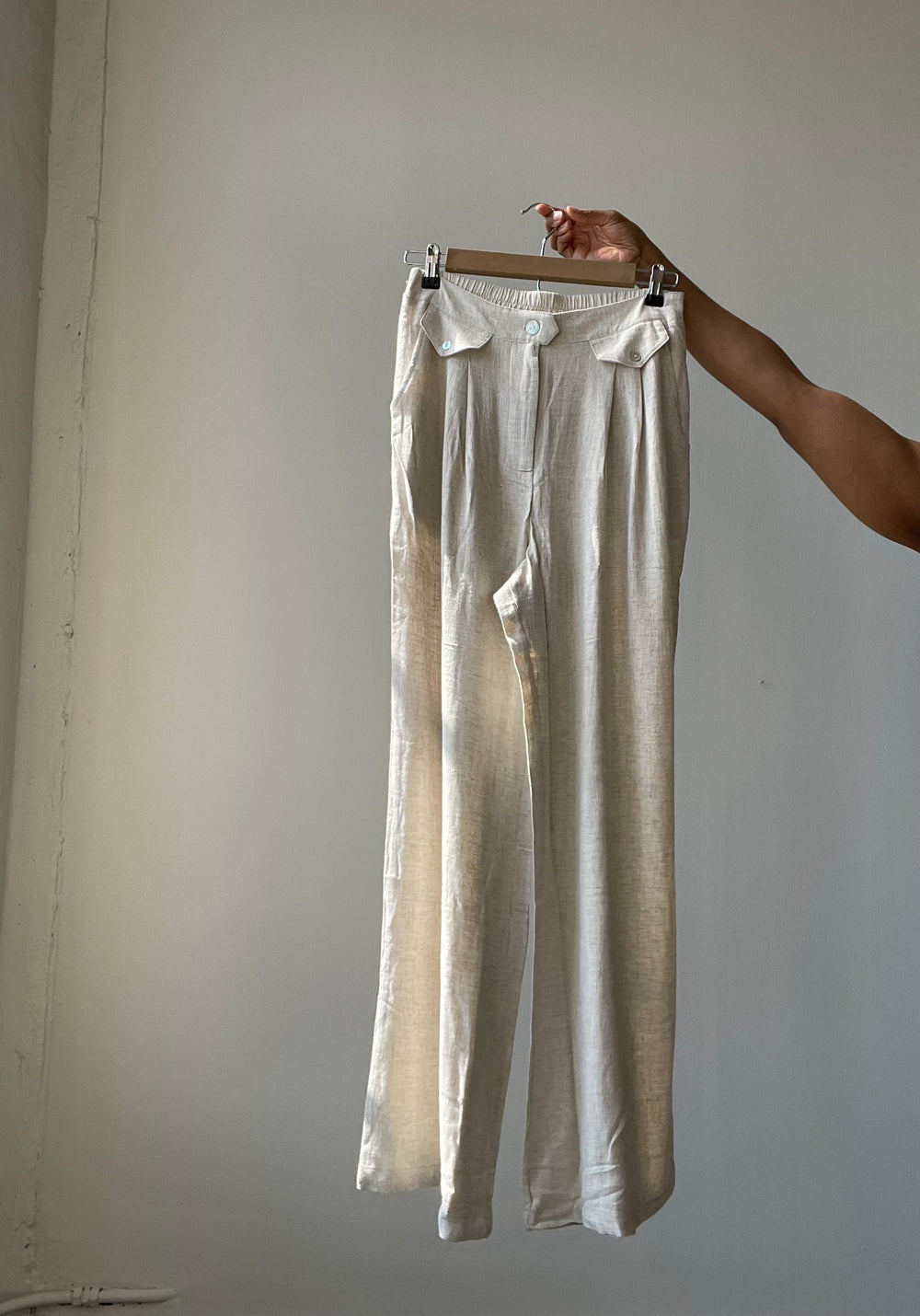 Jess Linen & Cotton Blend Wide Leg Pants In Natural