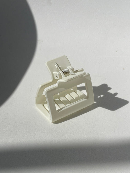 Merideth Mid Size Square Matte Claw Clip In White