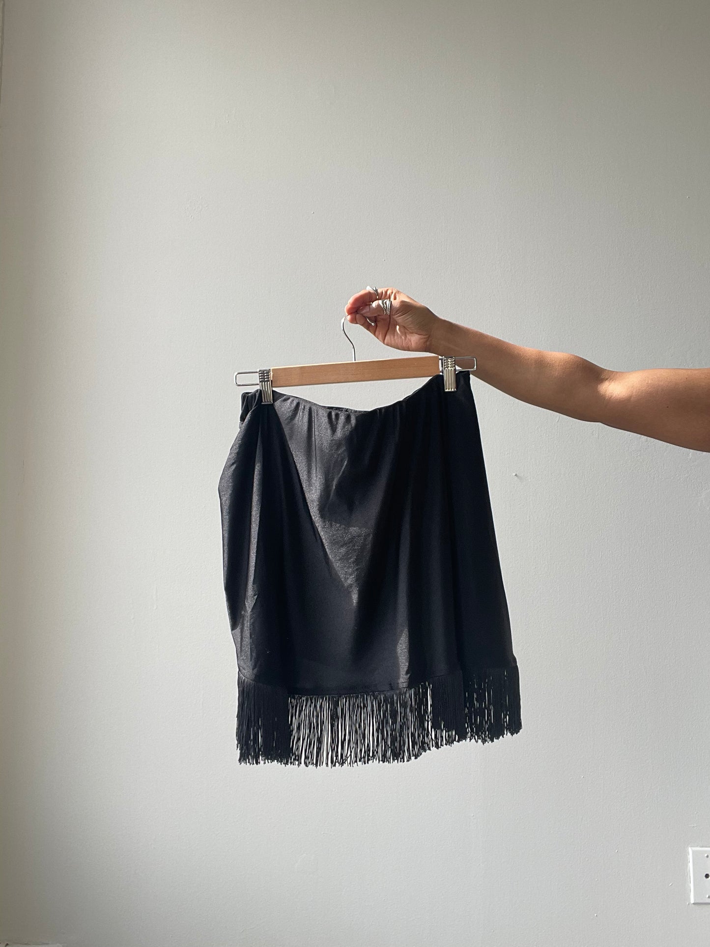 Waco Fringe Wrap Skirt w/Shorts In Black