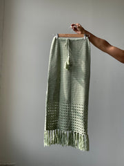 Courtney Cotton Crochet Fringe Midi Skirt In Sage