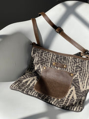 Waco Tribal Cotton Leather Crossbody Tote Bag