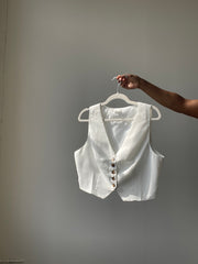 Maribel Classic Button Down Vest In White