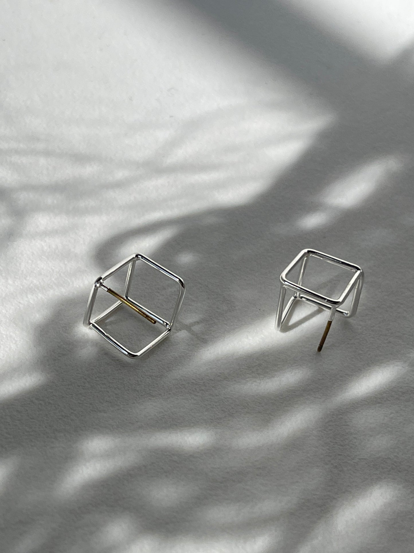 Alton Mini Cube Stud Earring In Silver