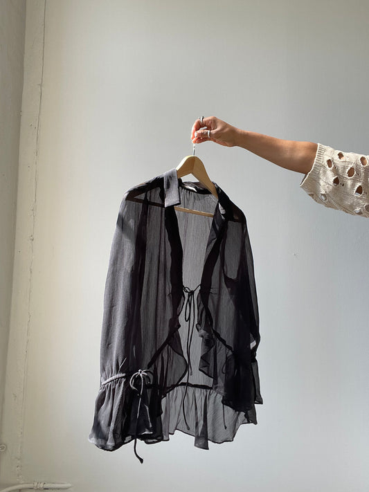 Marsha Sheer 70s Style Top In Black