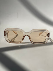 Angie Retro 70s Style Sunglasses In Clear Taupe
