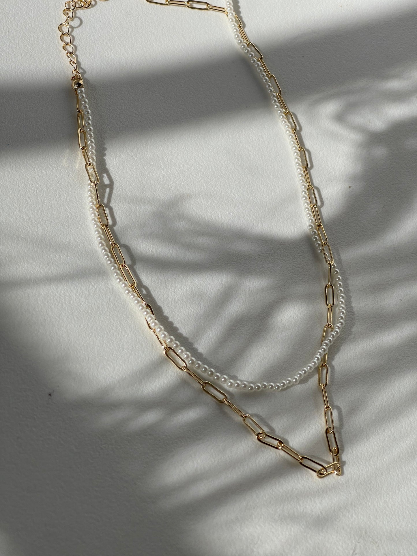 Ursula Freshwater Pearl Link Chain Layered Necklace In Gold