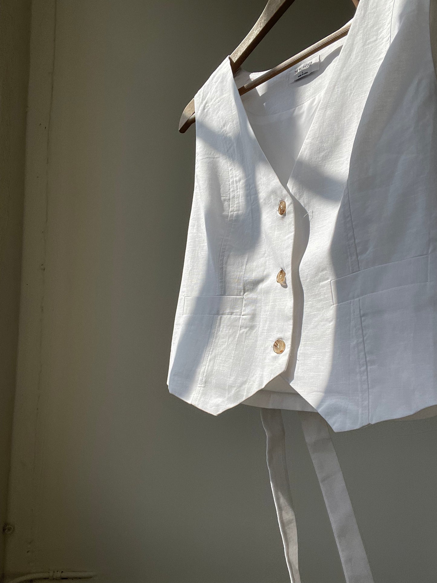 Garland Linen & Cotton Dress Vest In White