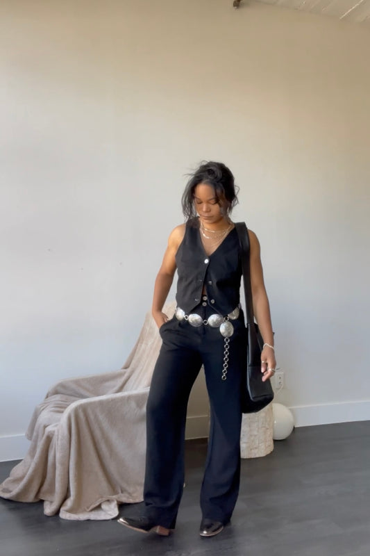Alex Classic Cotton & Linen Pants In Black
