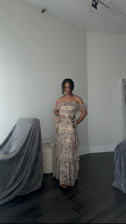 Amie Tiered Layered Maxi Dress In Cream