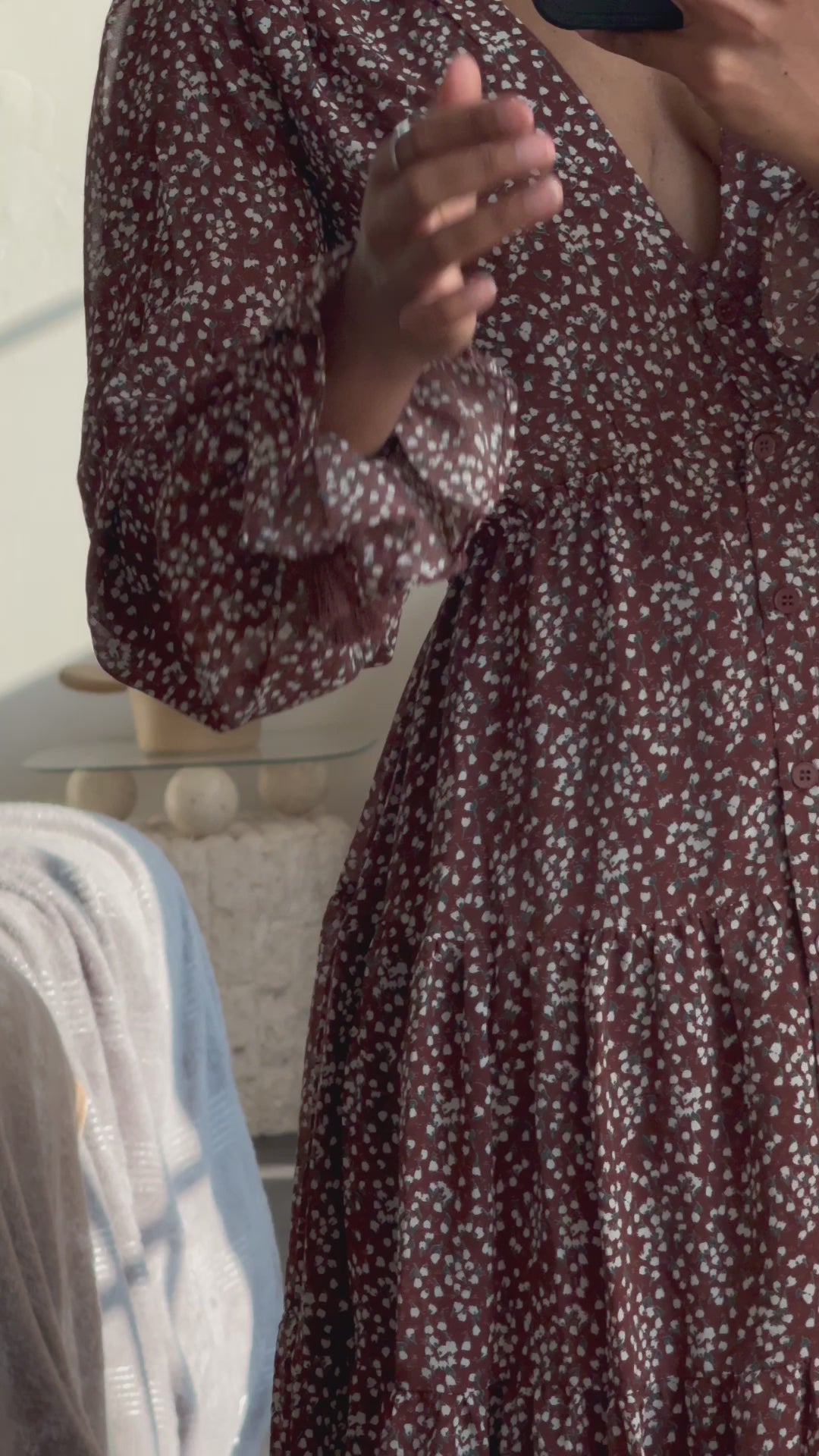 Madeline Button Front Floral Maxi Dress In Vintage Brown – K. A.