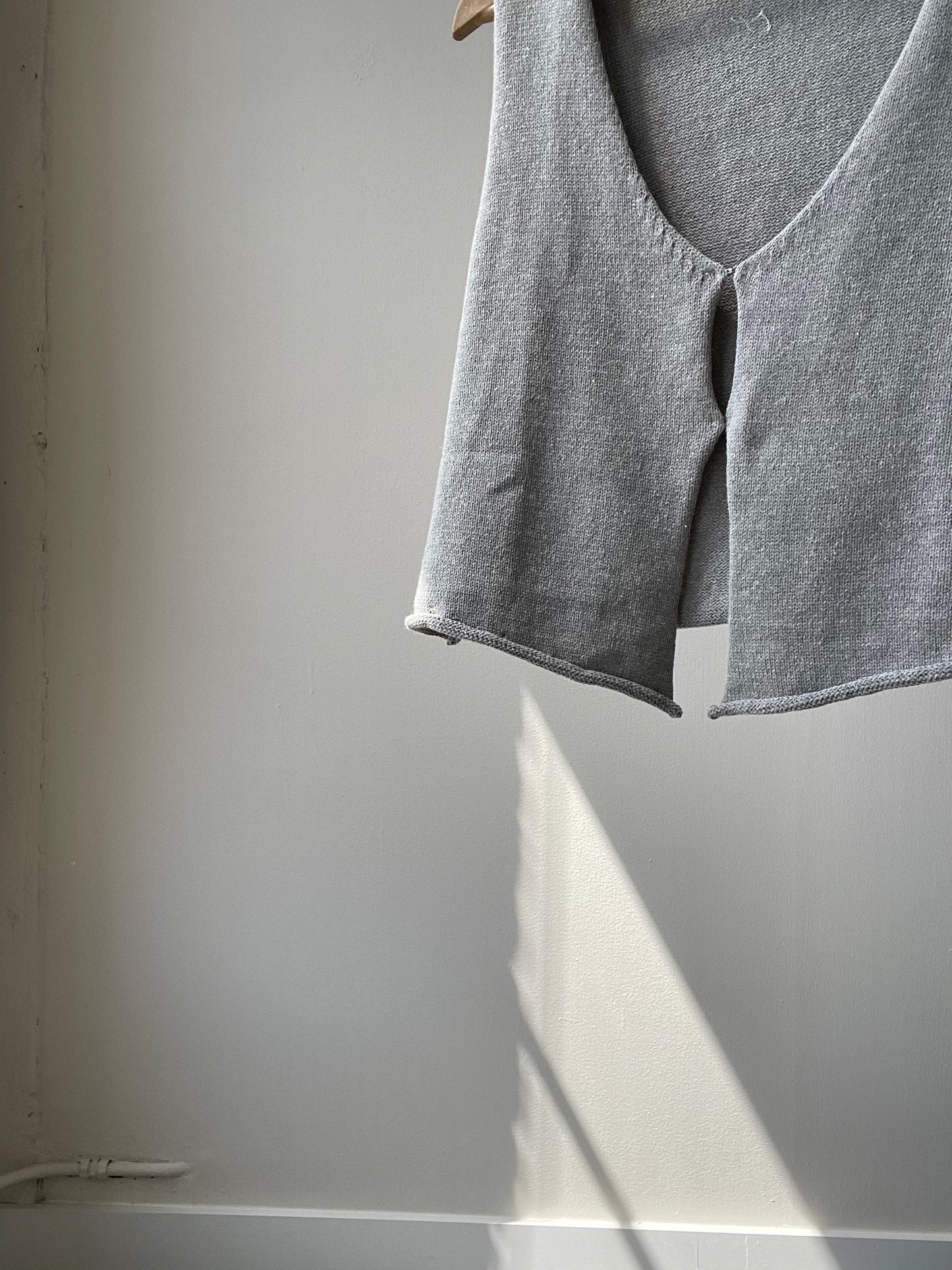 Arlette Double Front Closure Cotton Knit Vest In Grey