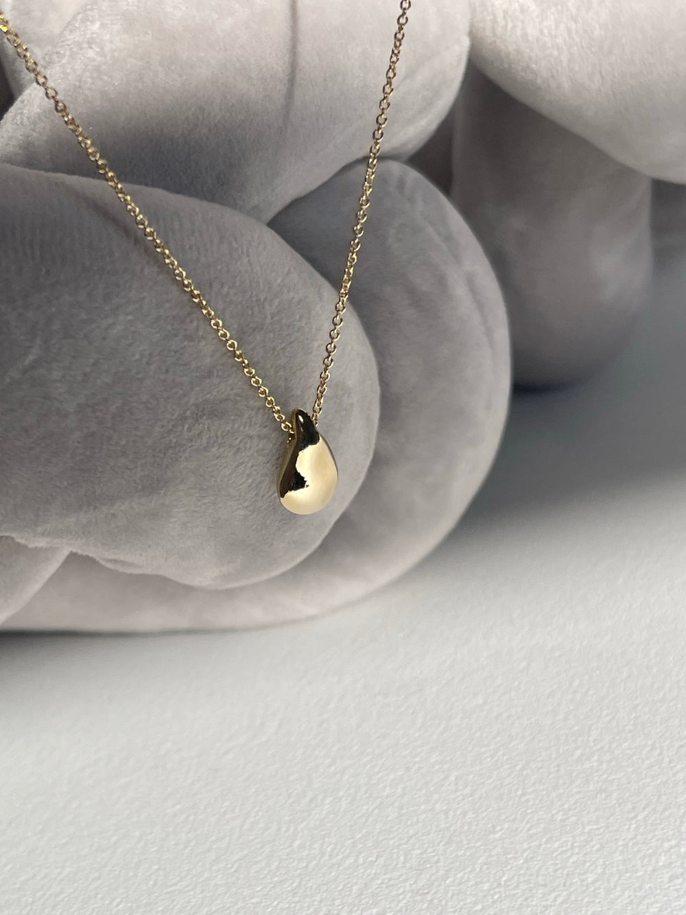 Organic Tear Drop Necklace In Gold