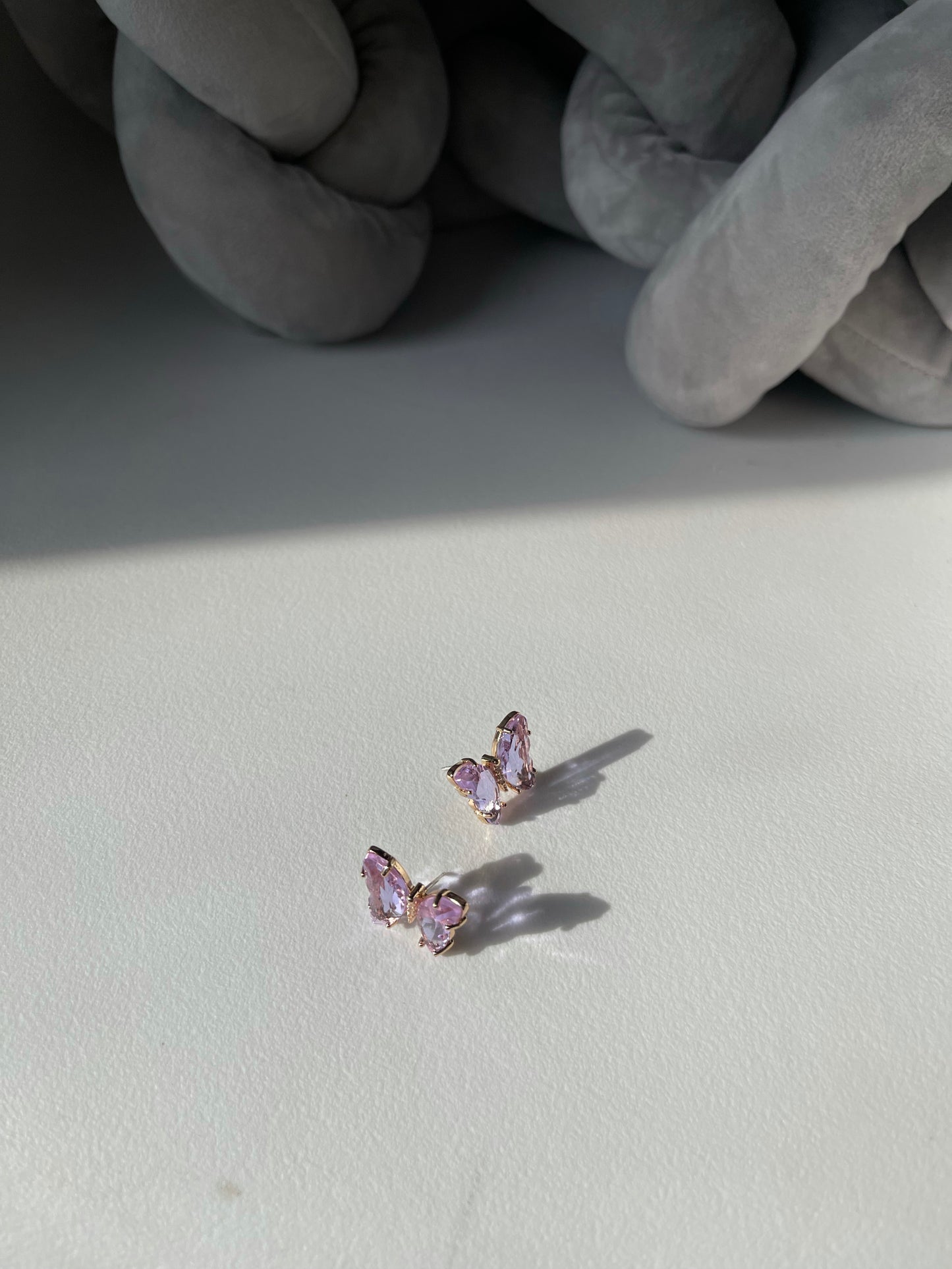 Crystal Stud Charm Butterfly Stud Earring In Lilac