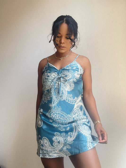 Rara Mini Slip Dress In Deep Teal