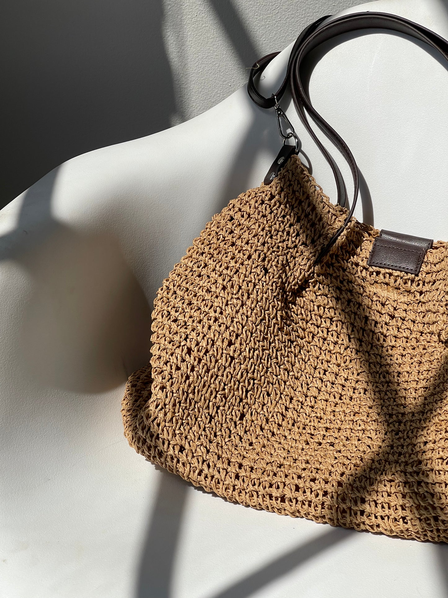 Morgan Crochet Straw Summer Bag In Brown
