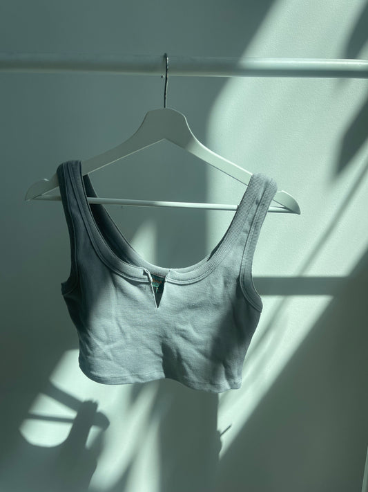 Dracy Ultra Crop Slit Tank Top In Grey