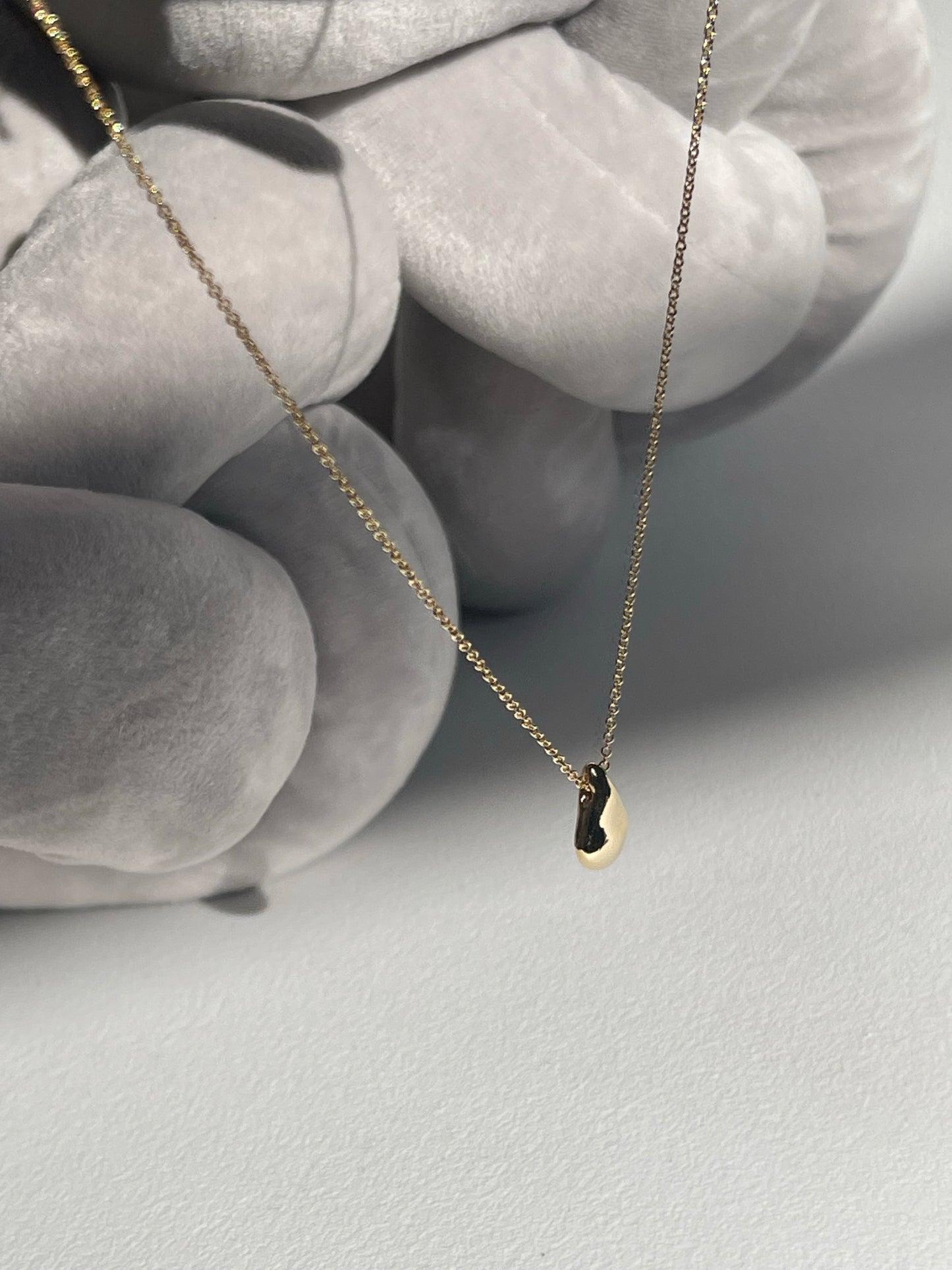 Organic Tear Drop Necklace In Gold