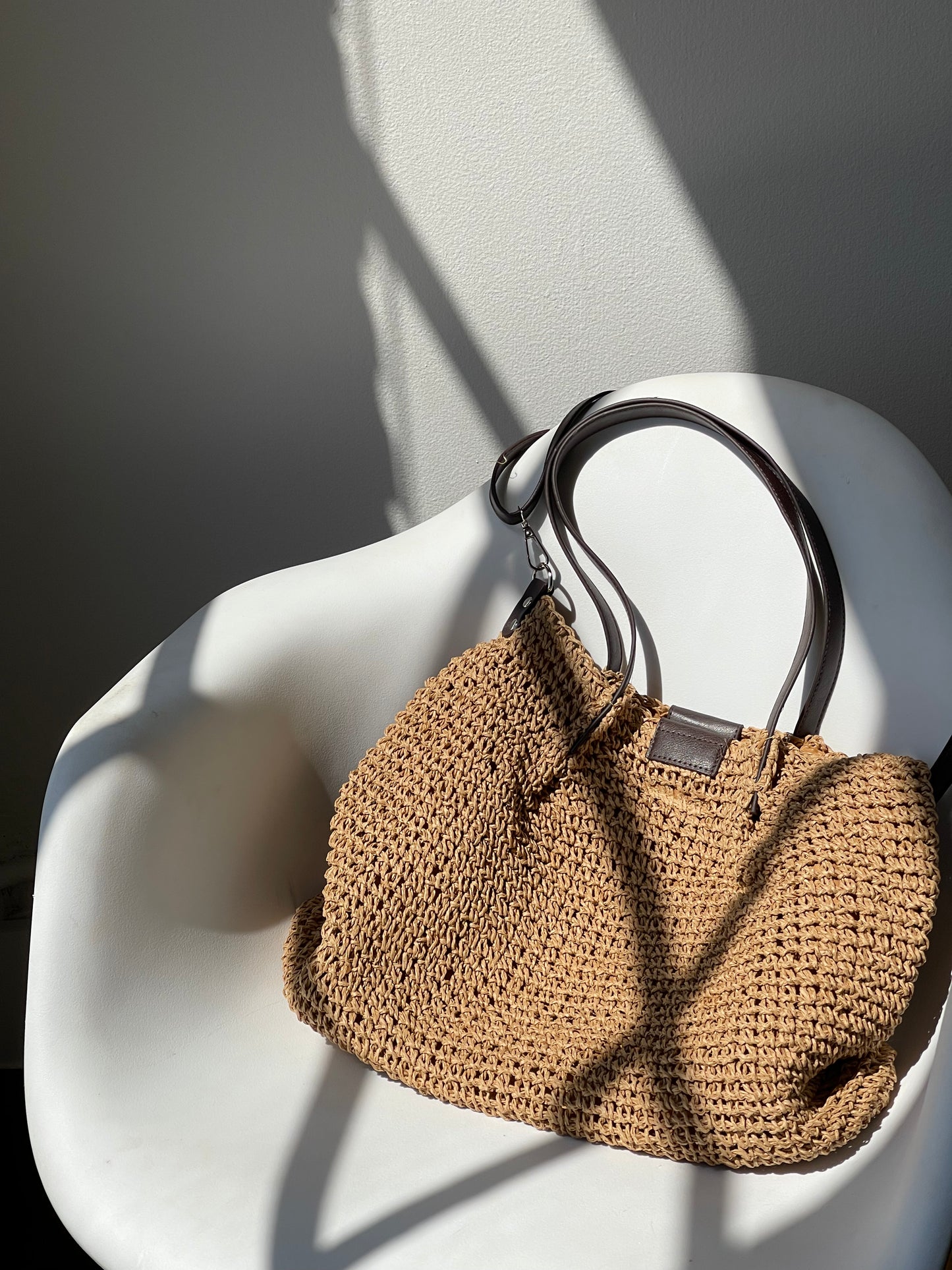 Morgan Crochet Straw Summer Bag In Brown