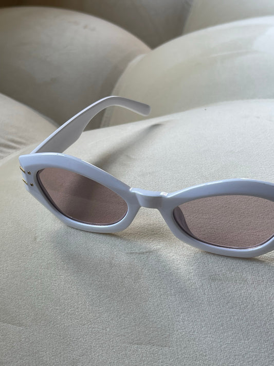 Brynn Double Gold Bar Sunglasses In White