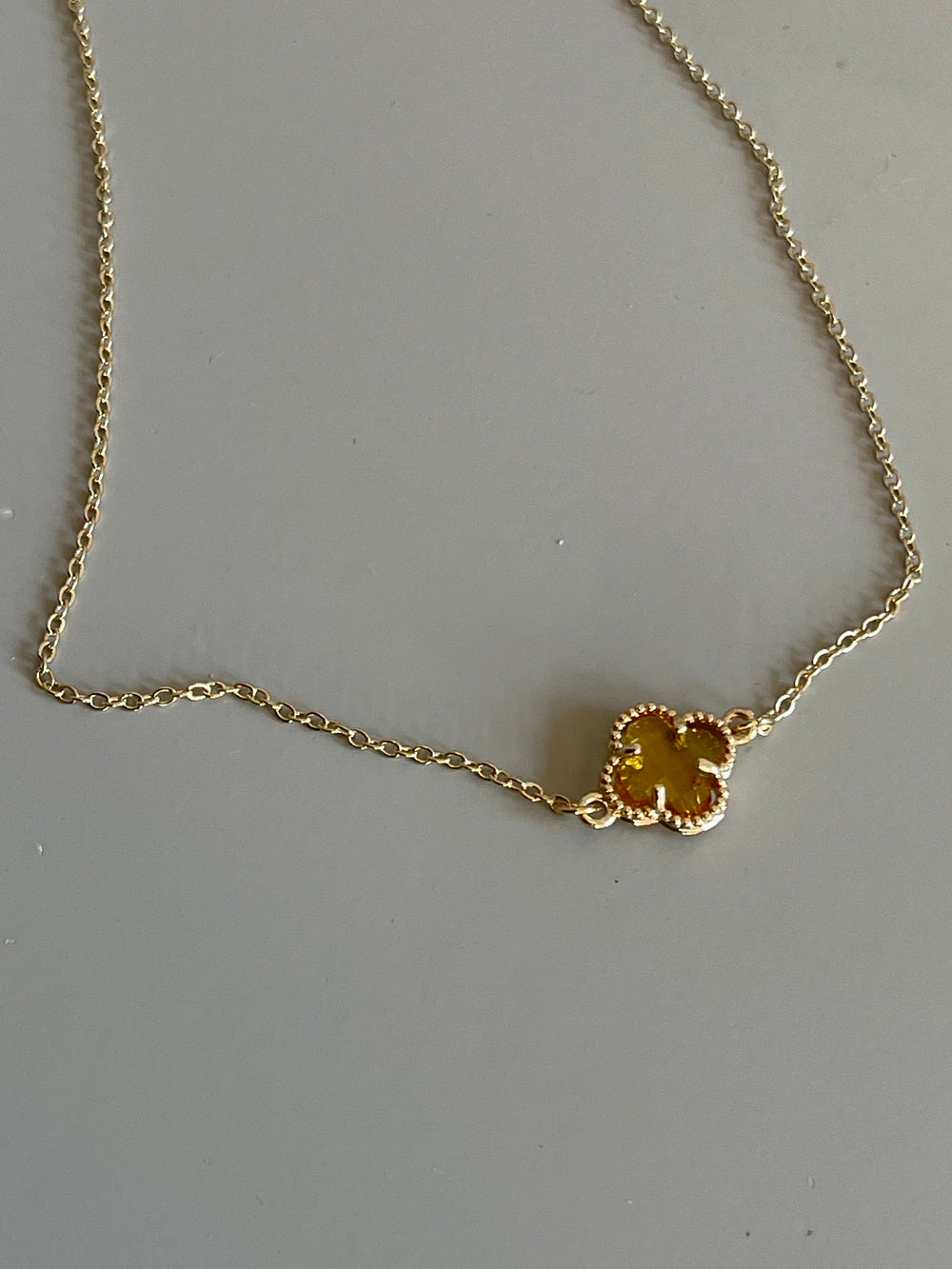 Clover Mini Charm Necklace In Champagne