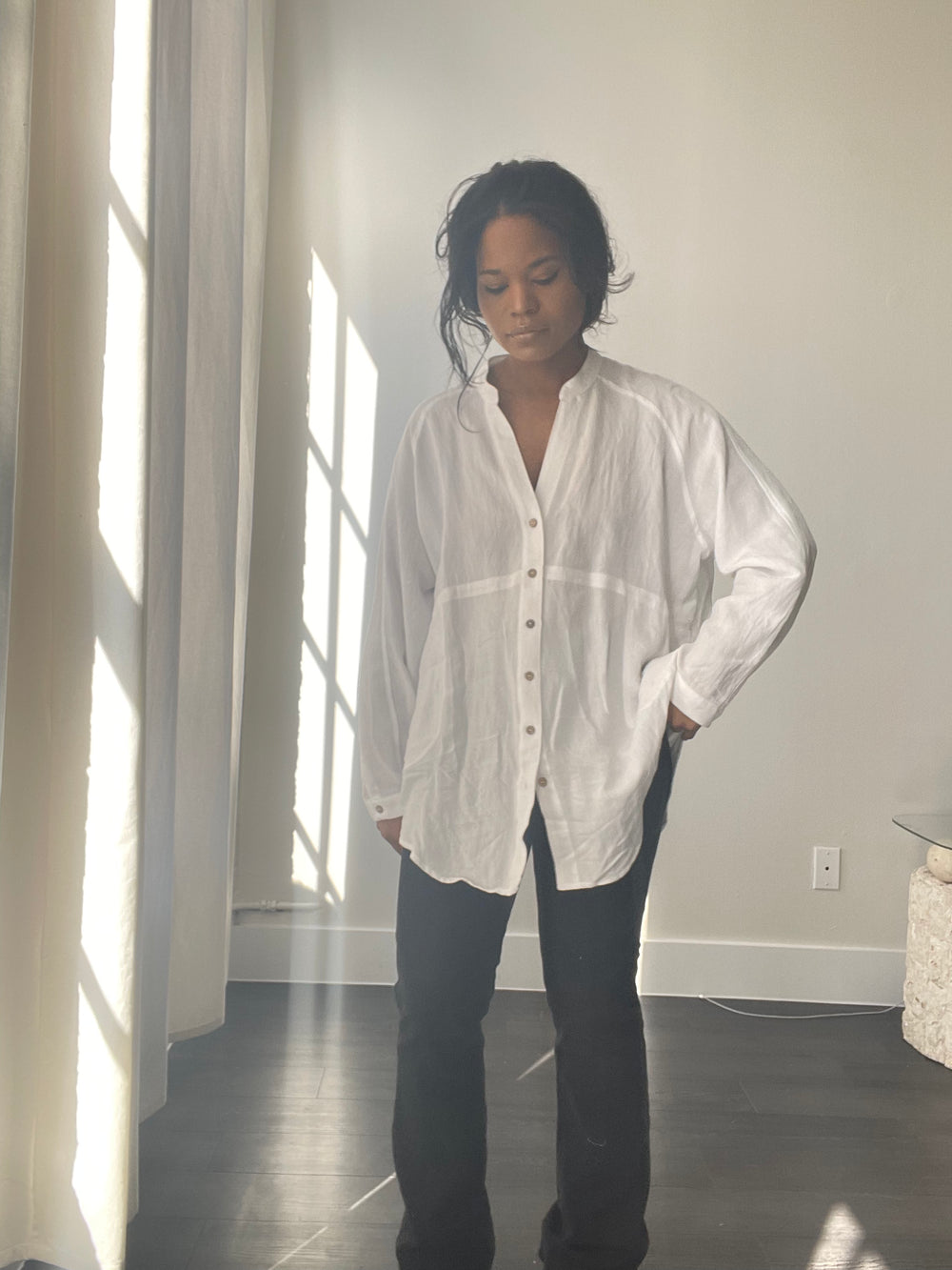 Perry Oversized Button Down In White