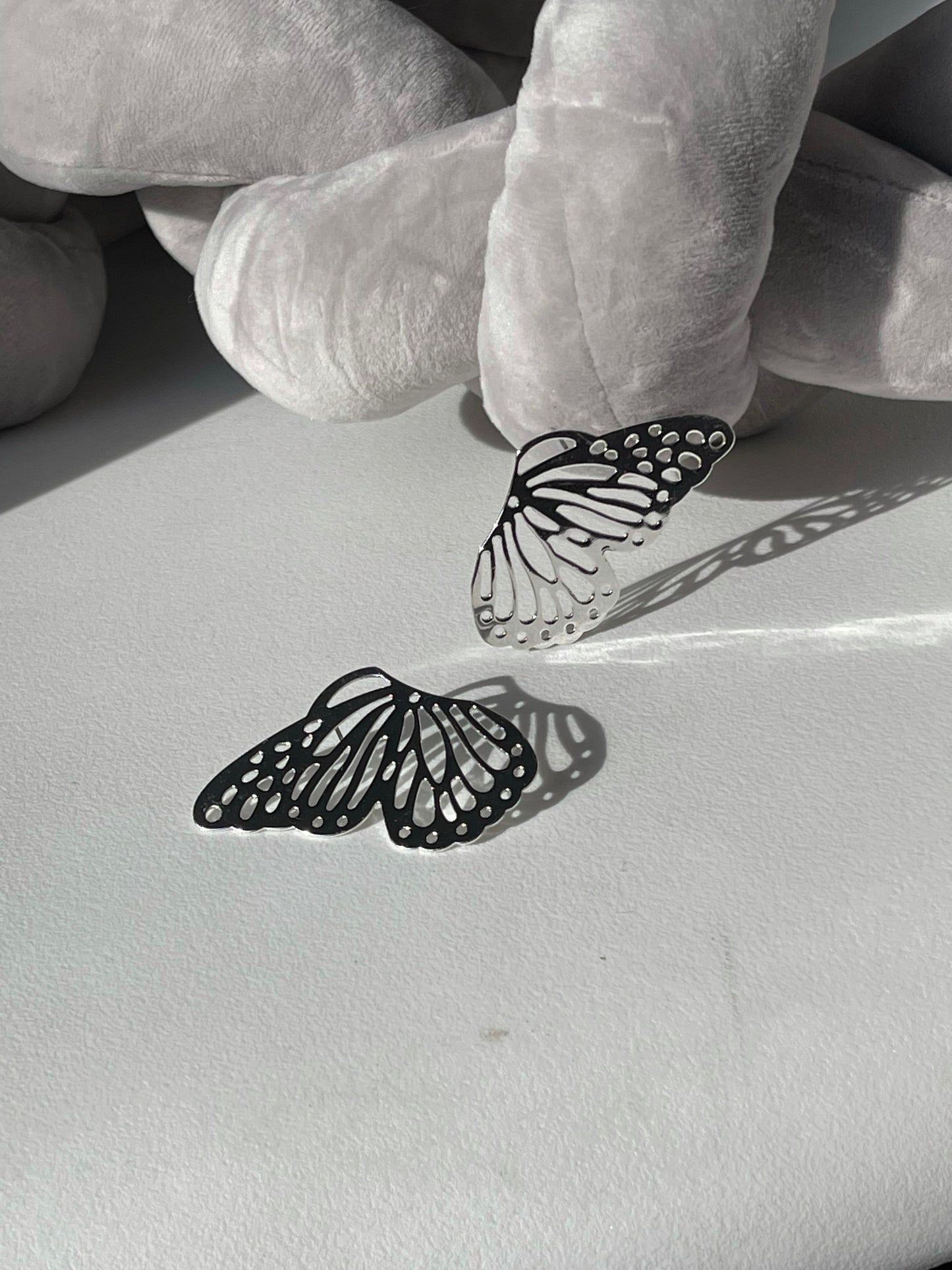 Geo Cutout Statement Butterfly Wing Earring In Silver