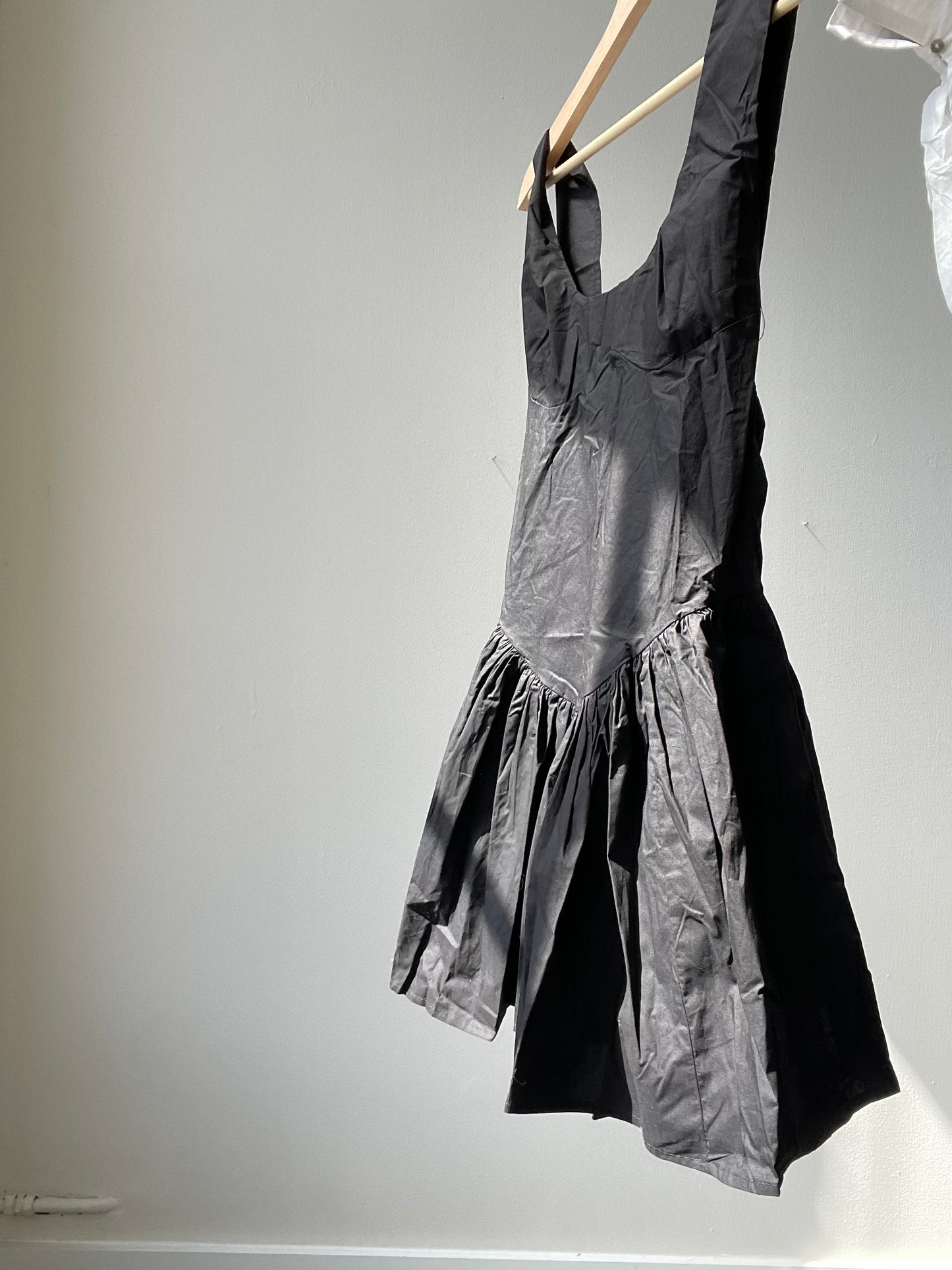 Christin Cotton Cowgirl Cut Open Back Mini Dress In Black
