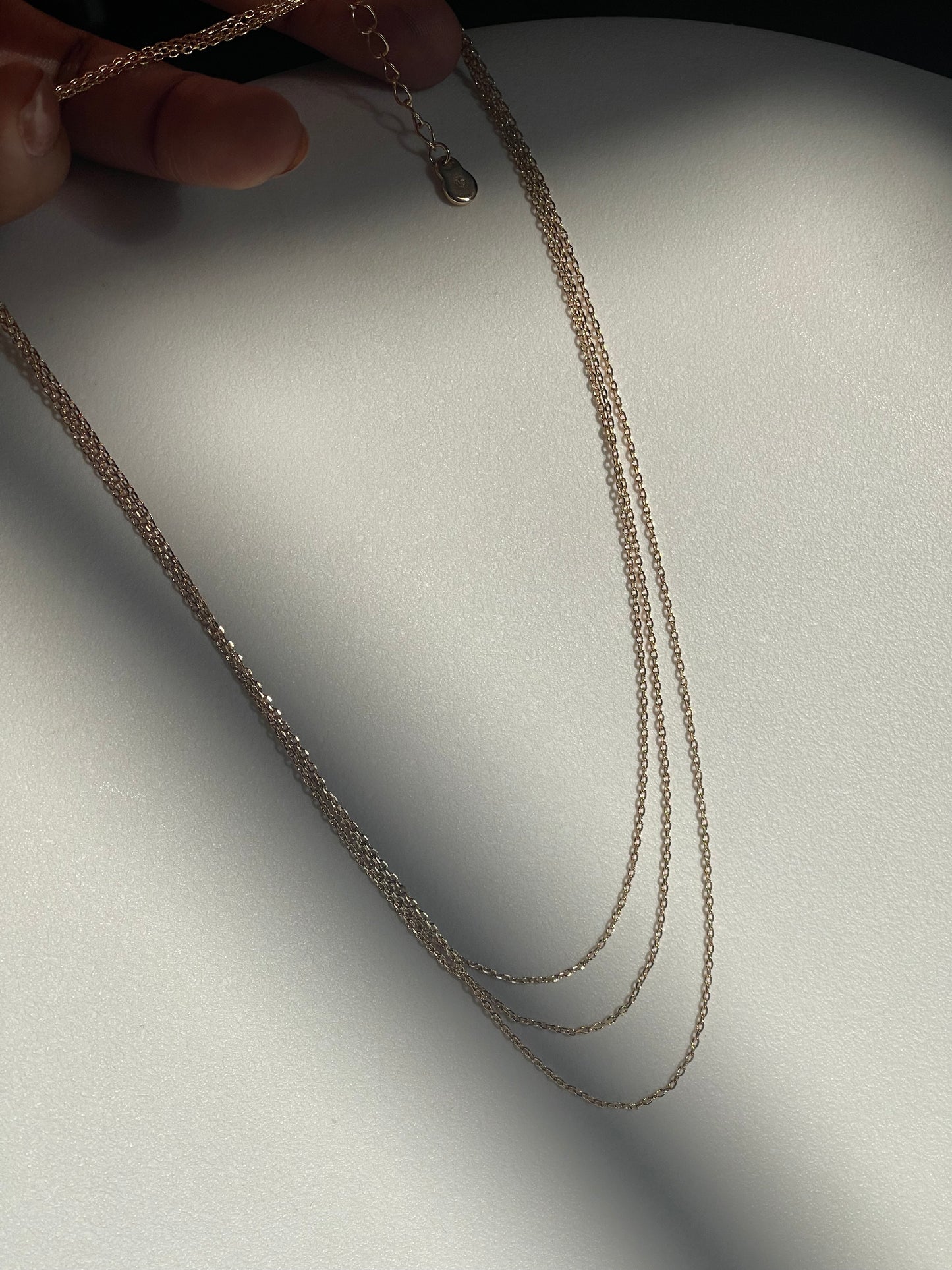 Tri Layered Mini Link Chain Necklace In Gold