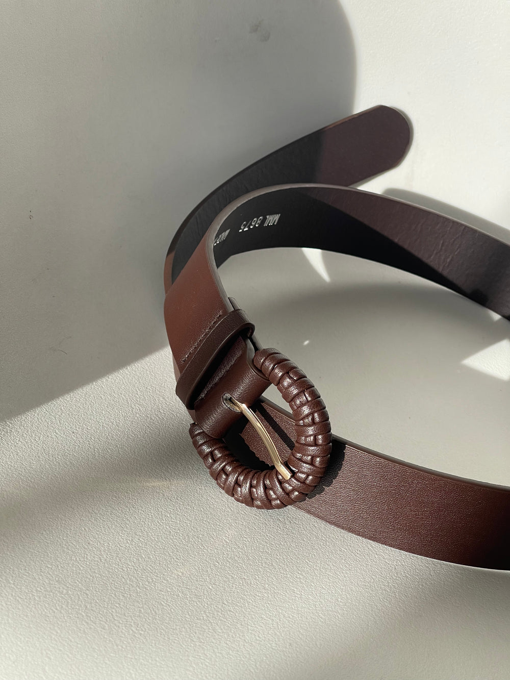 Brandy Woven Braided Buckle Belt In Brown